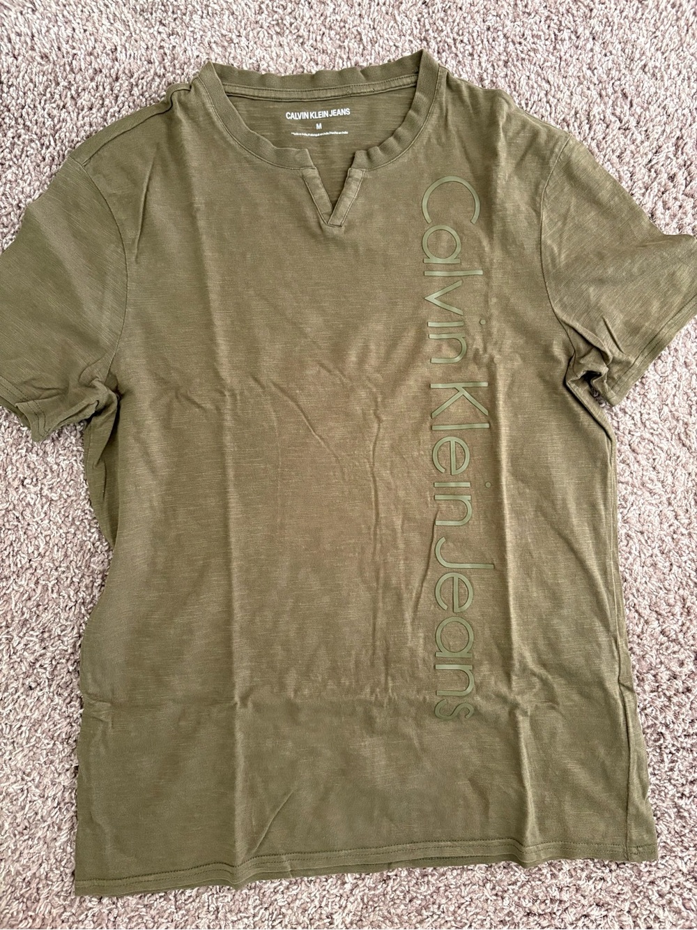 Calvin Klein Jeans Men's Olive Green Logo Tee